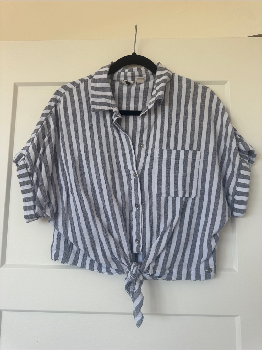 Roxy Vertical Stripe Tie-Front Shirt